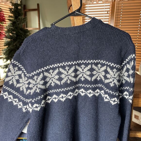 Abercrombie & Fitch Sweater Mens Large Muscle Blue Wool Blend Fair Isle Nordic - Picture 5 of 5